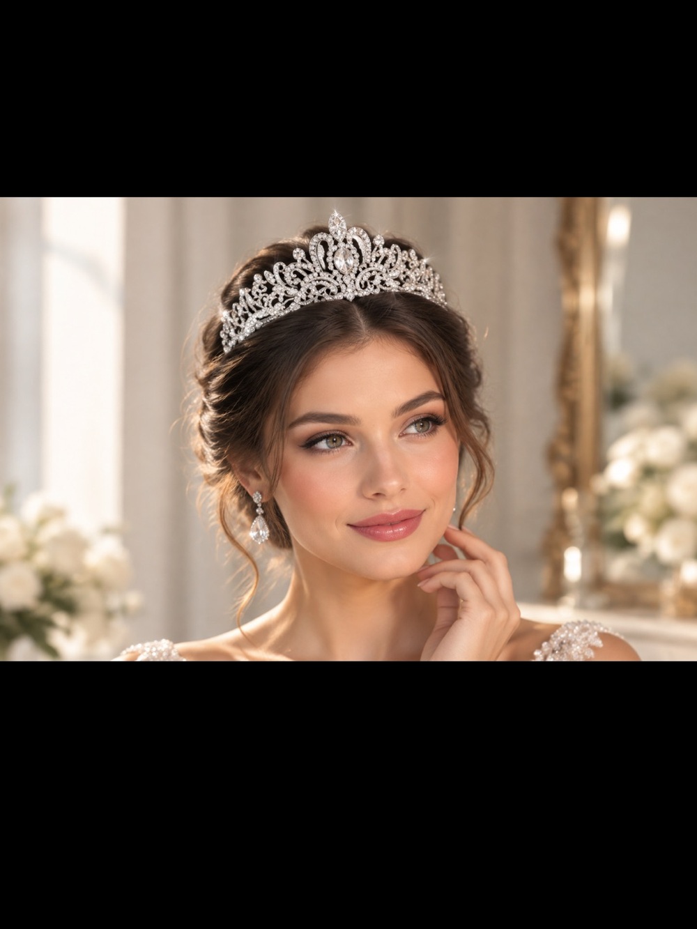 Bridal, Pageant Tiara Crown Silver /Clear Rhinestones princess Formal event new